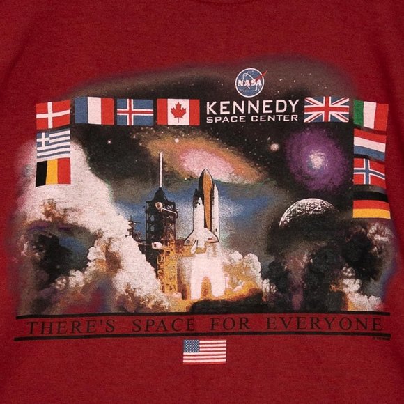 Vintage Kennedy Space Center Graphic T Shirt Space For Everyone Red Mens Large L - Picture 1 of 8